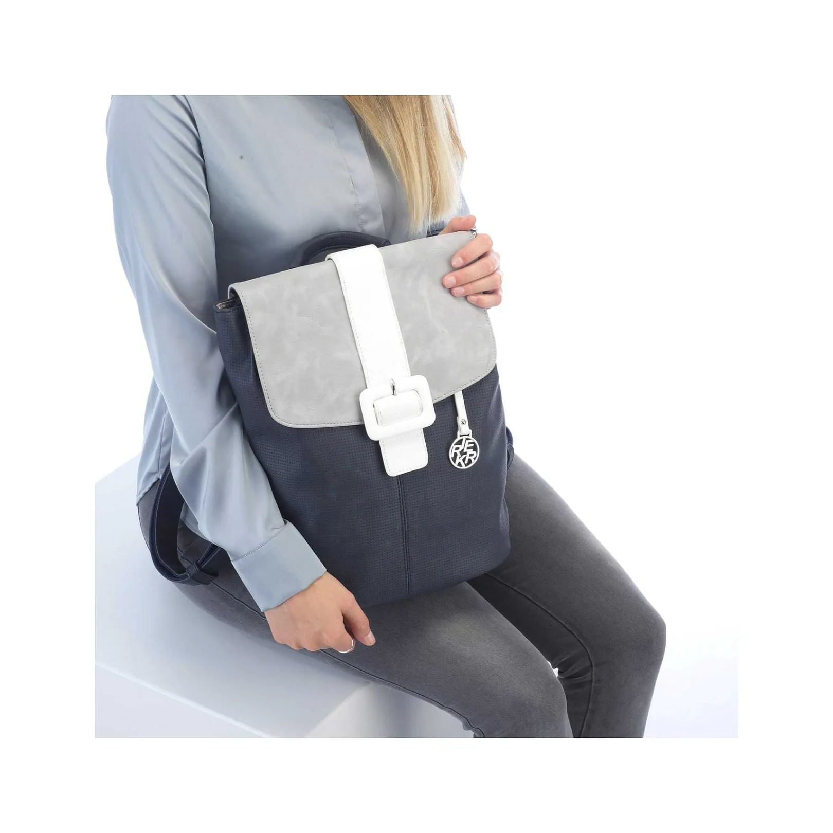 Outlet | Backpack Navy Blue-Pure White Bags