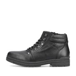 Hot Men'S Corded Boots, Glossy Black Men'S Boots