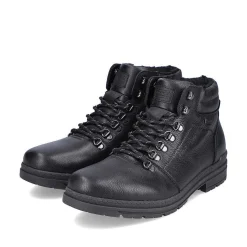 Hot Men'S Corded Boots, Glossy Black Men'S Boots
