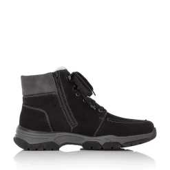Hot Men'S Corded Boots Deep Black Men'S Boots