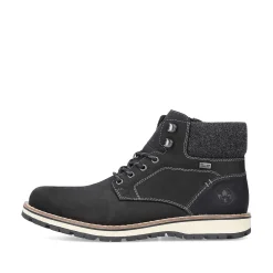Hot Men'S Corded Boots Deep Black Men'S Boots