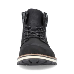 Hot Men'S Corded Boots Deep Black Men'S Boots