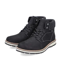 Hot Men'S Corded Boots Deep Black Men'S Boots