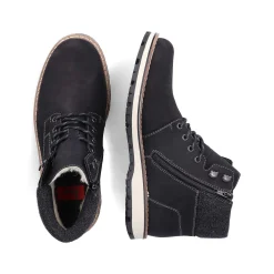 Hot Men'S Corded Boots Deep Black Men'S Boots