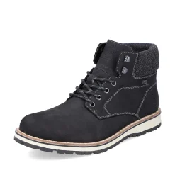 Hot Men'S Corded Boots Deep Black Men'S Boots