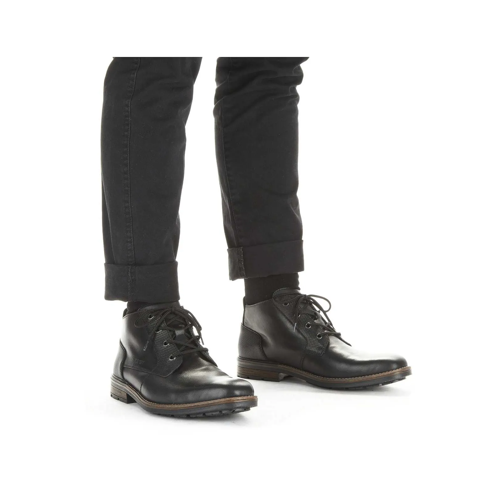 Men'S Corded Boots, Glossy Black Men'S Boots
