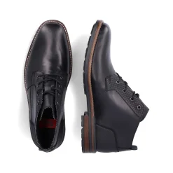 Men'S Corded Boots, Glossy Black Men'S Boots