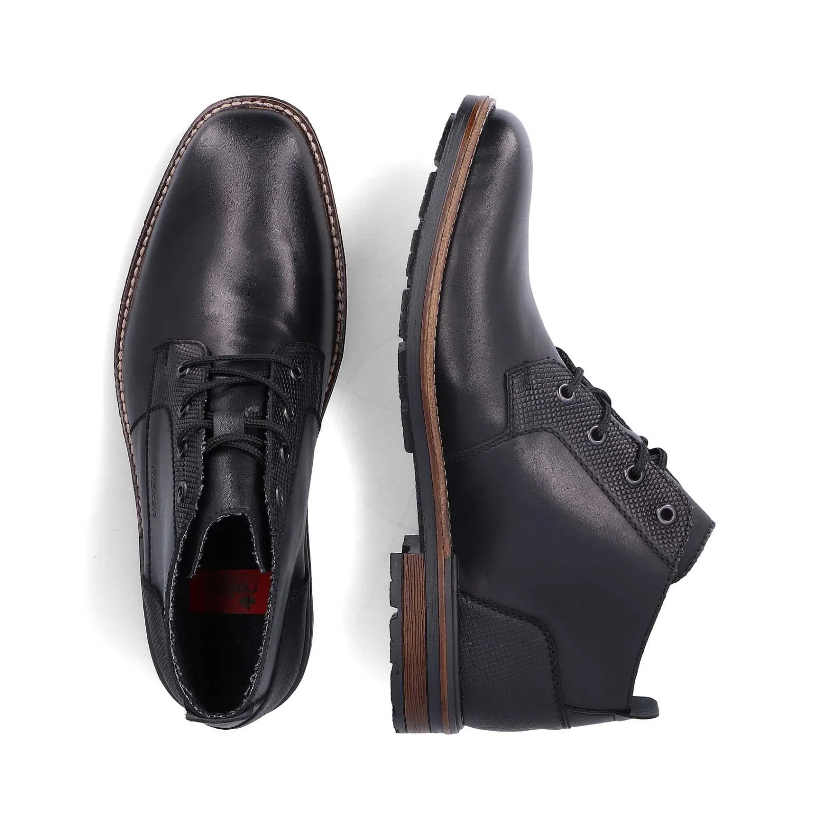 Men'S Corded Boots, Glossy Black Men'S Boots