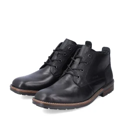 Men'S Corded Boots, Glossy Black Men'S Boots