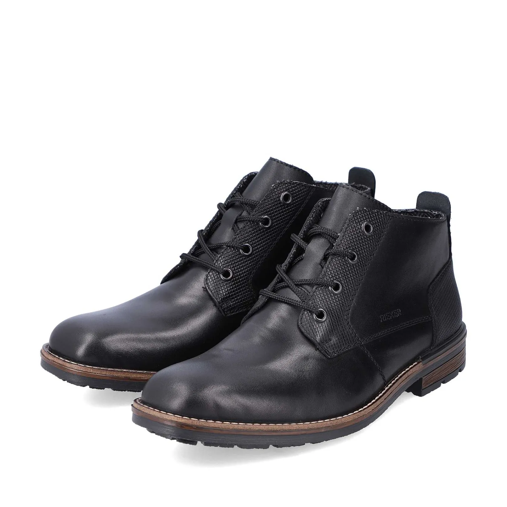 Men'S Corded Boots, Glossy Black Men'S Boots