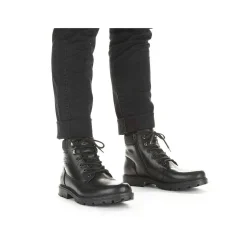 New Men'S Corded Boots, Glossy Black Men'S Boots
