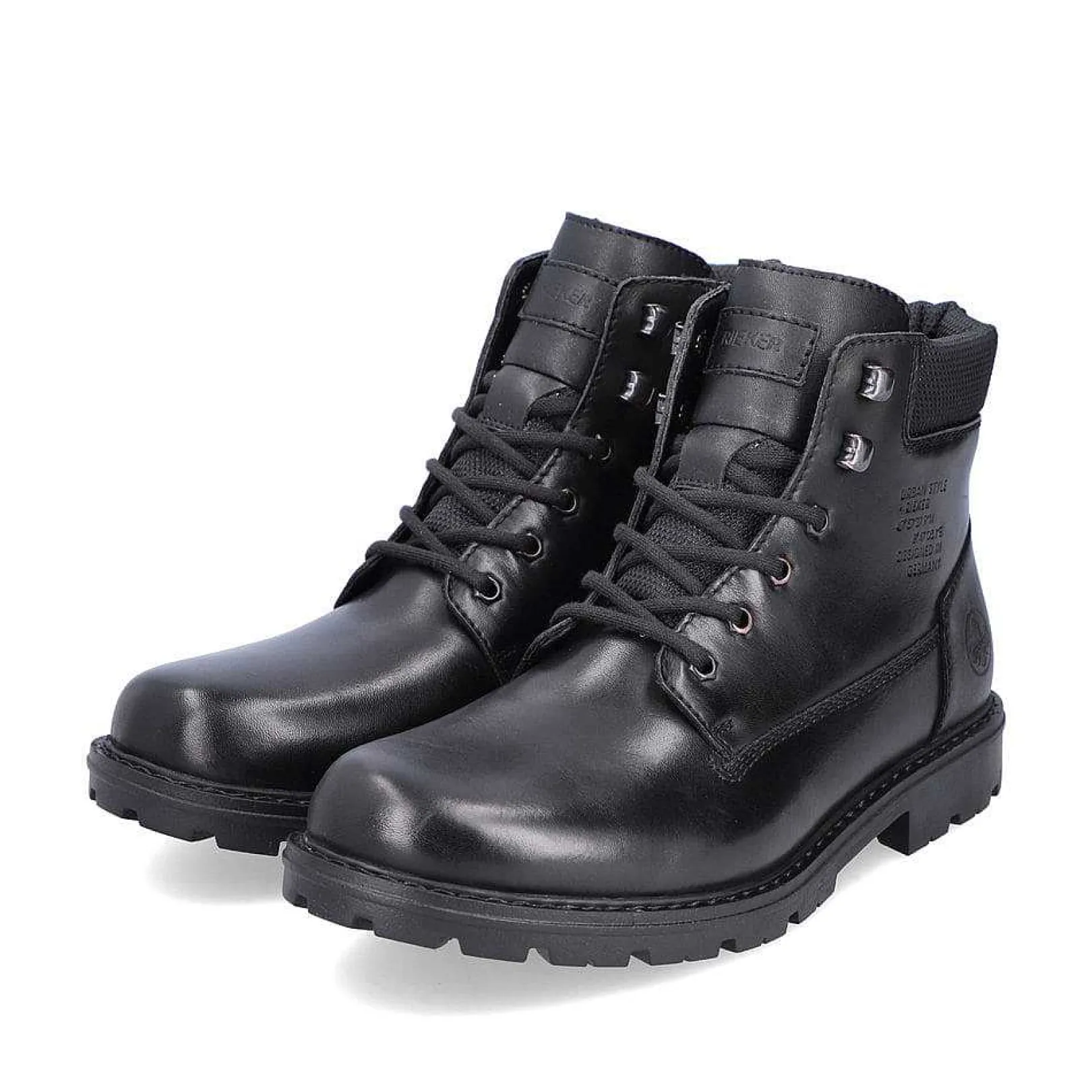 New Men'S Corded Boots, Glossy Black Men'S Boots