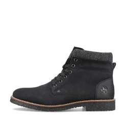 New Men'S Corded Boots Deep Black Men'S Boots