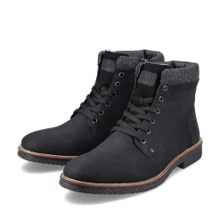 New Men'S Corded Boots Deep Black Men'S Boots