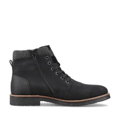 New Men'S Corded Boots Deep Black Men'S Boots