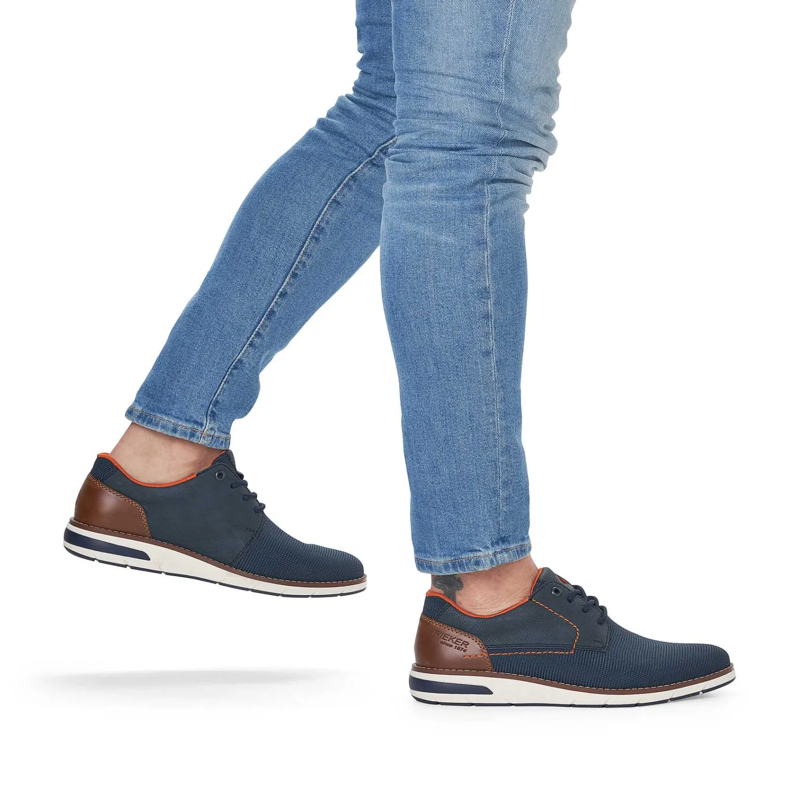 Hot Men'S Lace-Up Shoes Navy Blue-Orange Men'S Business Shoes