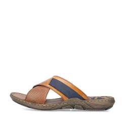 Men'S Mules Chestnut Brown-Royal Blue Men'S Mules & Slippers