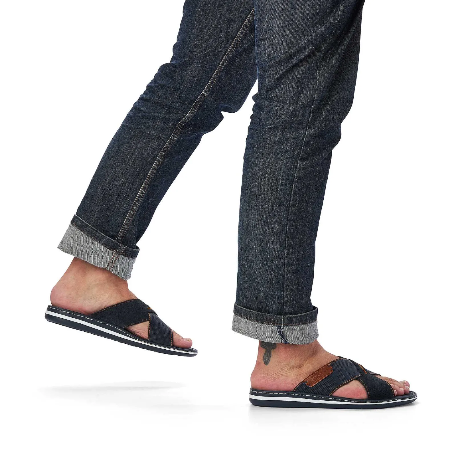 Men'S Mules Ocean Blue-Nut Brown Men'S Summer Shoes