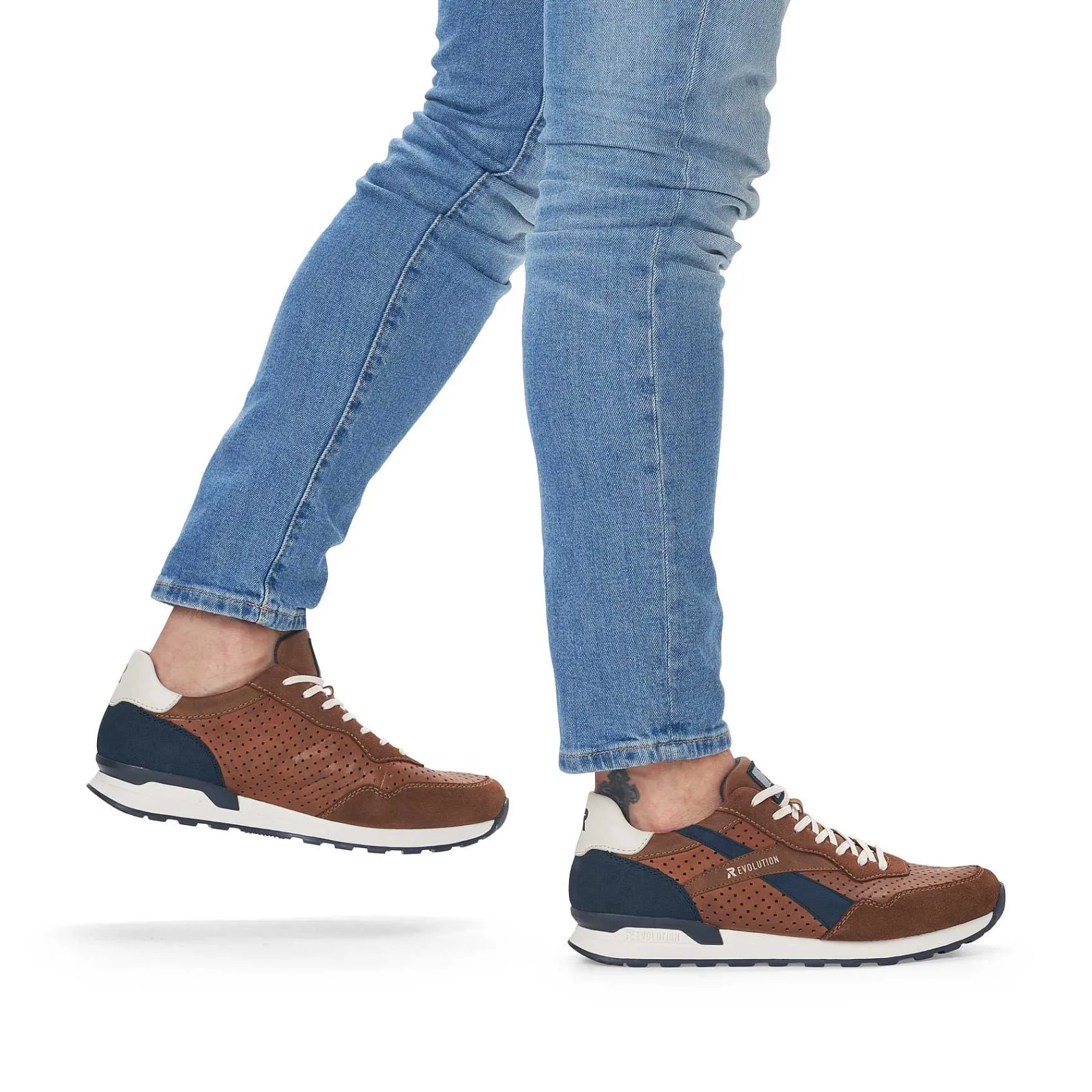 Best Men'S Sneaker Low Nut-Brown Ocean-Blue Men'S Sneakers