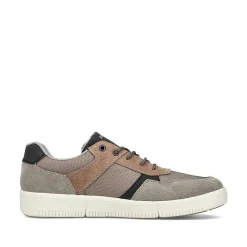 Discount Men'S Sneaker Low Platinum Gray-Nut Brown Men'S Business Shoes