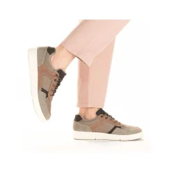 Discount Men'S Sneaker Low Platinum Gray-Nut Brown Men'S Business Shoes