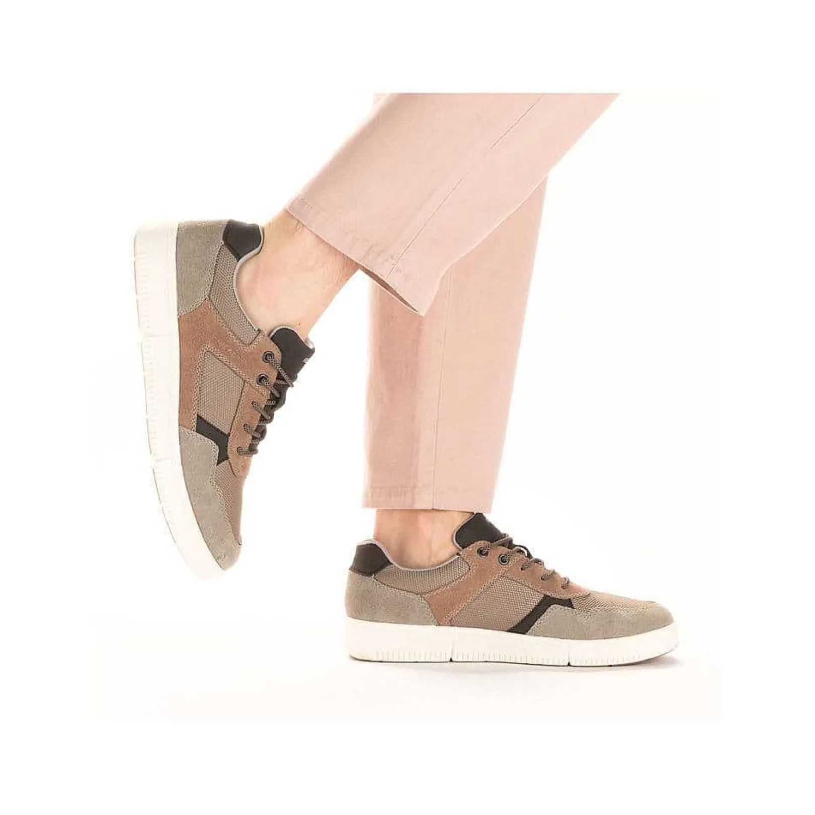 Discount Men'S Sneaker Low Platinum Gray-Nut Brown Men'S Business Shoes