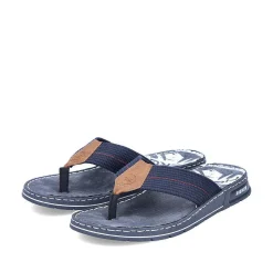 New Men'S Toe Separator Navy Blue-Brown Men'S Mules & Slippers