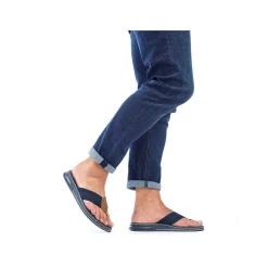 New Men'S Toe Separator Navy Blue-Brown Men'S Mules & Slippers