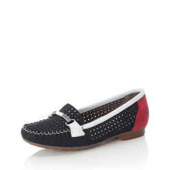 Online Women'S Ballerinas Ocean Blue-Fire Red Ladies Low Shoes & Slippers