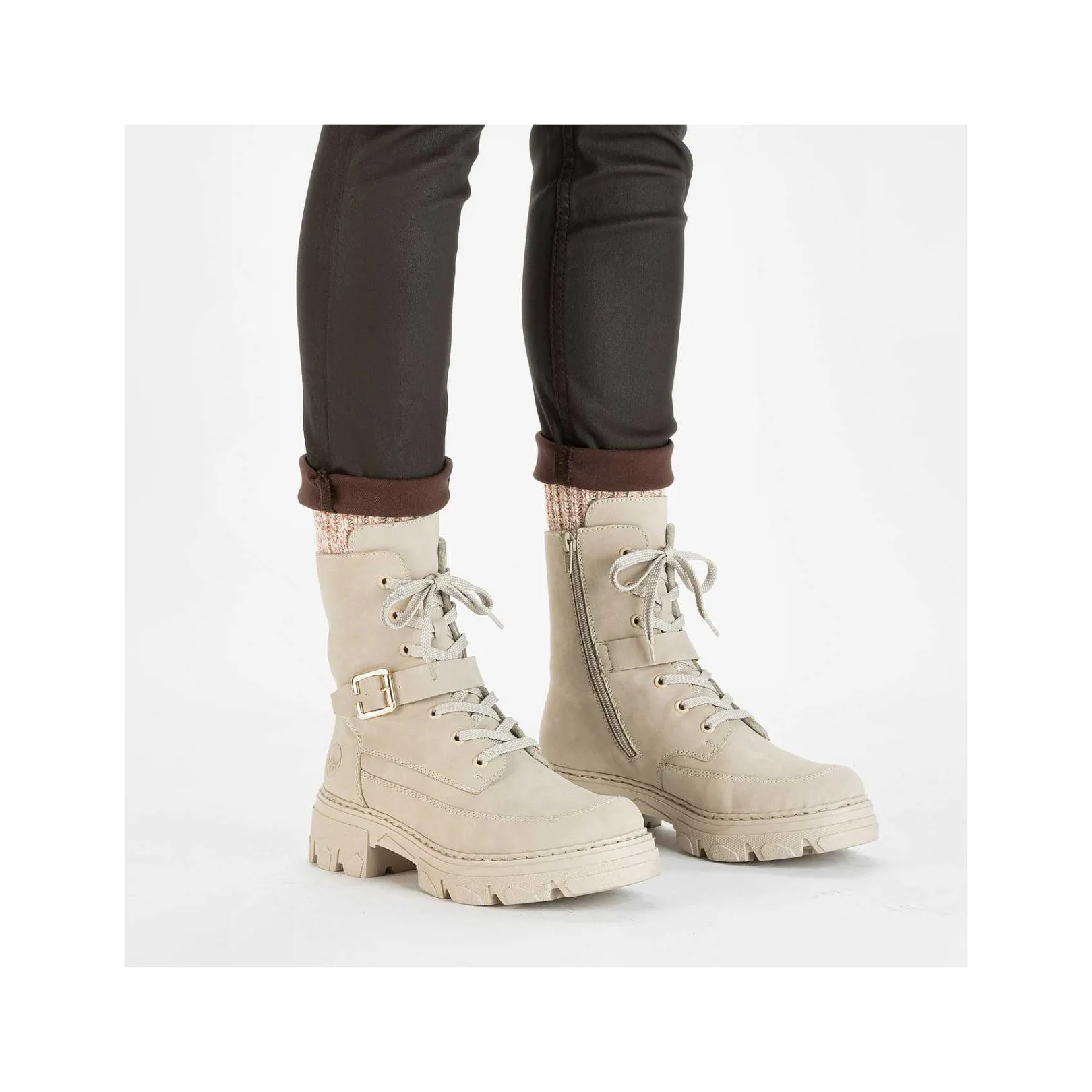 Hot Women'S Biker Boots Champagne Ladies Ankle Boots & Boots