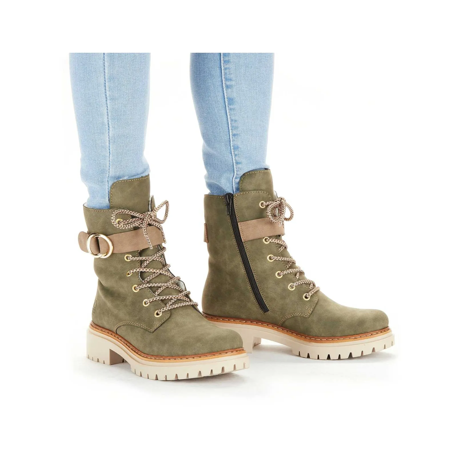 Women'S Biker Boots Leaf Green Ladies Ankle Boots & Boots