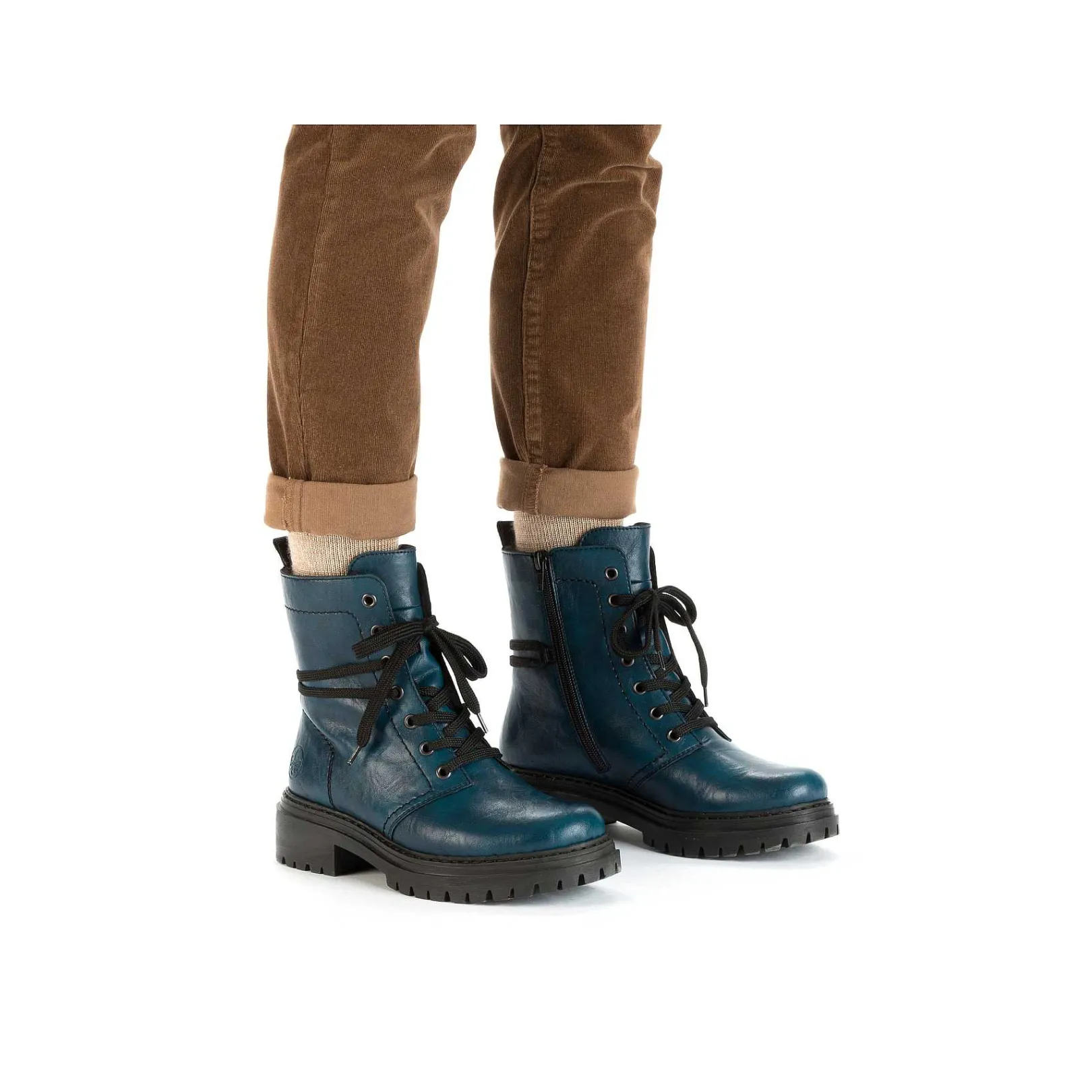 New Women'S Biker Boots Cyan Blue Ladies Ankle Boots & Boots