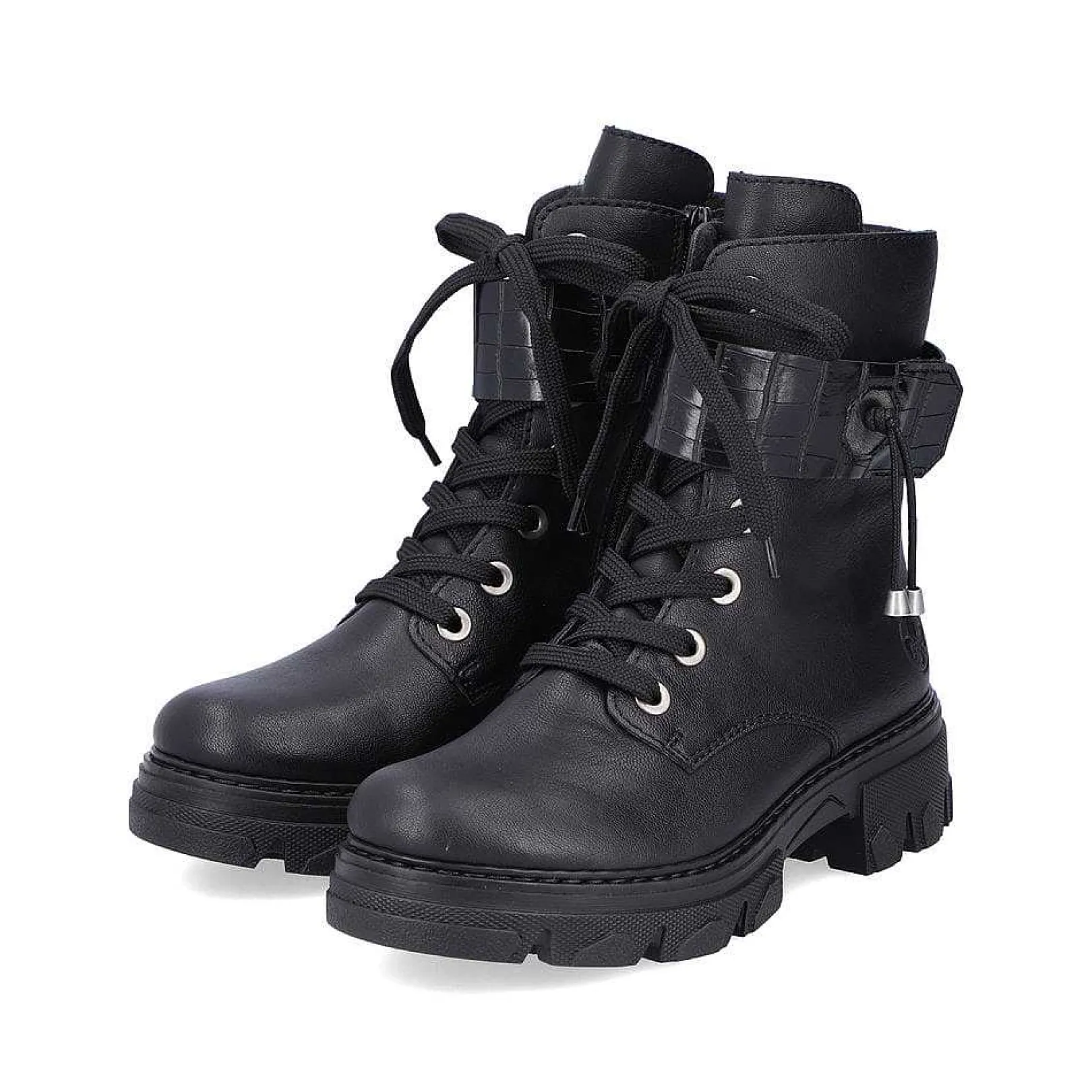 New Women'S Biker Boots Jet Black Ladies Ankle Boots & Boots