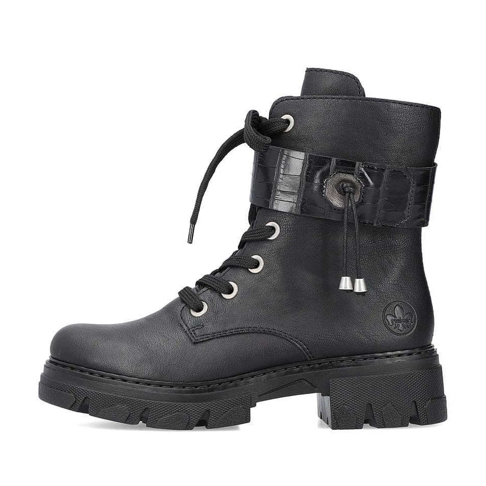 New Women'S Biker Boots Jet Black Ladies Ankle Boots & Boots