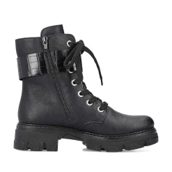 New Women'S Biker Boots Jet Black Ladies Ankle Boots & Boots