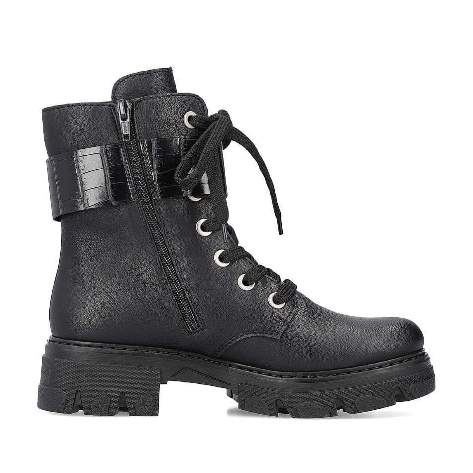 New Women'S Biker Boots Jet Black Ladies Ankle Boots & Boots