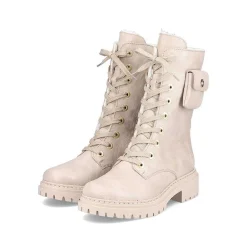 Sale Women'S Biker Boots Cream Beige Ladies Ankle Boots & Boots