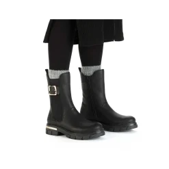 Online Women'S Biker Boots Jet Black Ladies Ankle Boots & Boots