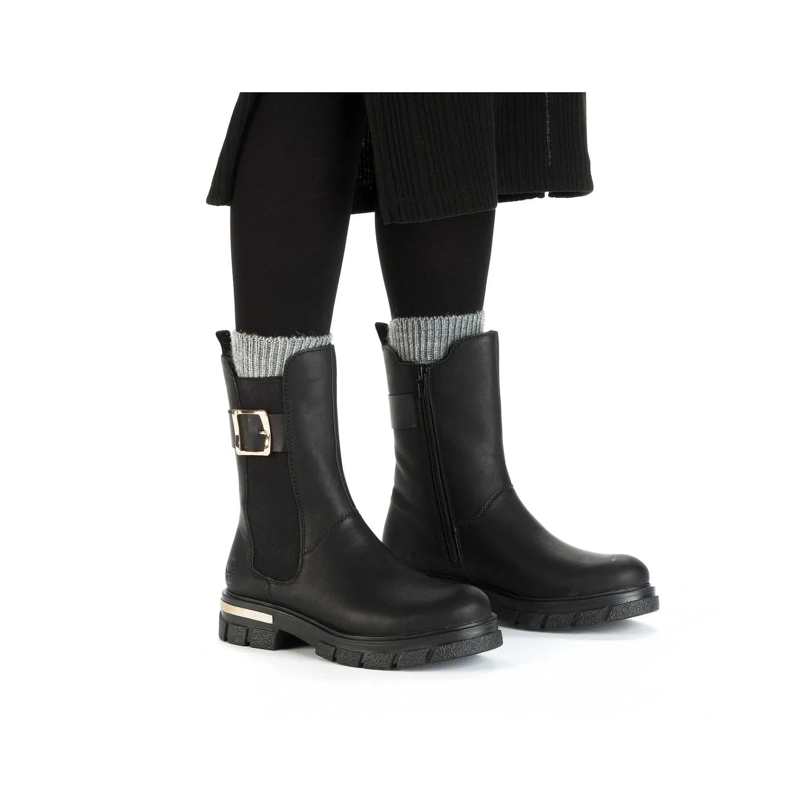 Online Women'S Biker Boots Jet Black Ladies Ankle Boots & Boots