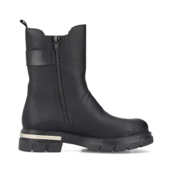 Online Women'S Biker Boots Jet Black Ladies Ankle Boots & Boots