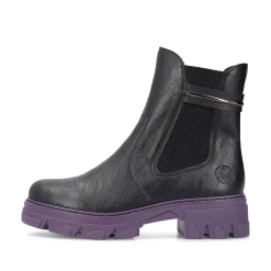 New Women'S Biker Boots Night Black-Purple Ladies Ankle Boots & Boots