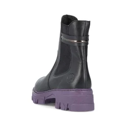 New Women'S Biker Boots Night Black-Purple Ladies Ankle Boots & Boots