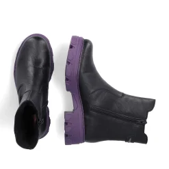 New Women'S Biker Boots Night Black-Purple Ladies Ankle Boots & Boots