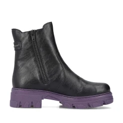 New Women'S Biker Boots Night Black-Purple Ladies Ankle Boots & Boots