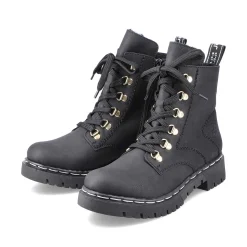 Women'S Biker Boots Jet Black Ladies Ankle Boots & Boots