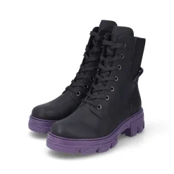 Hot Women'S Biker Boots Night Black-Purple Ladies Ankle Boots & Boots