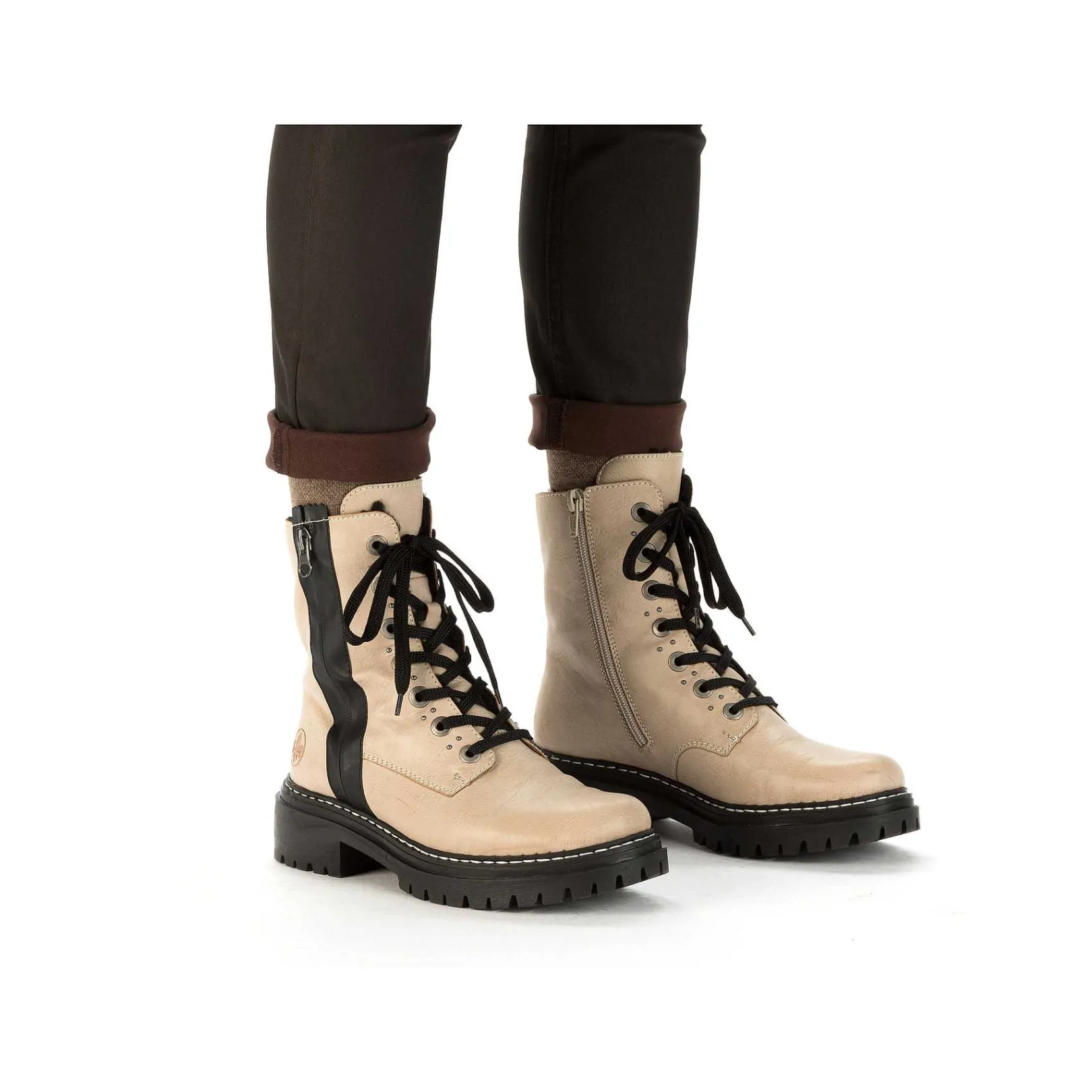 Discount Women'S Biker Boots Vanilla Beige Ladies Ankle Boots & Boots