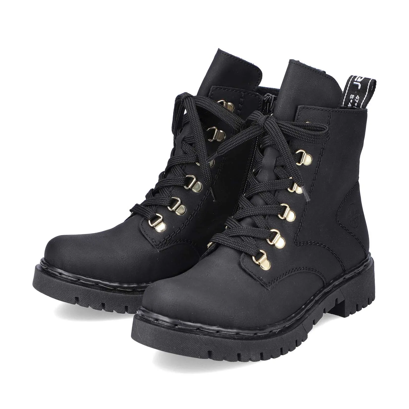 Discount Women'S Biker Boots Jet Black Ladies Ankle Boots & Boots