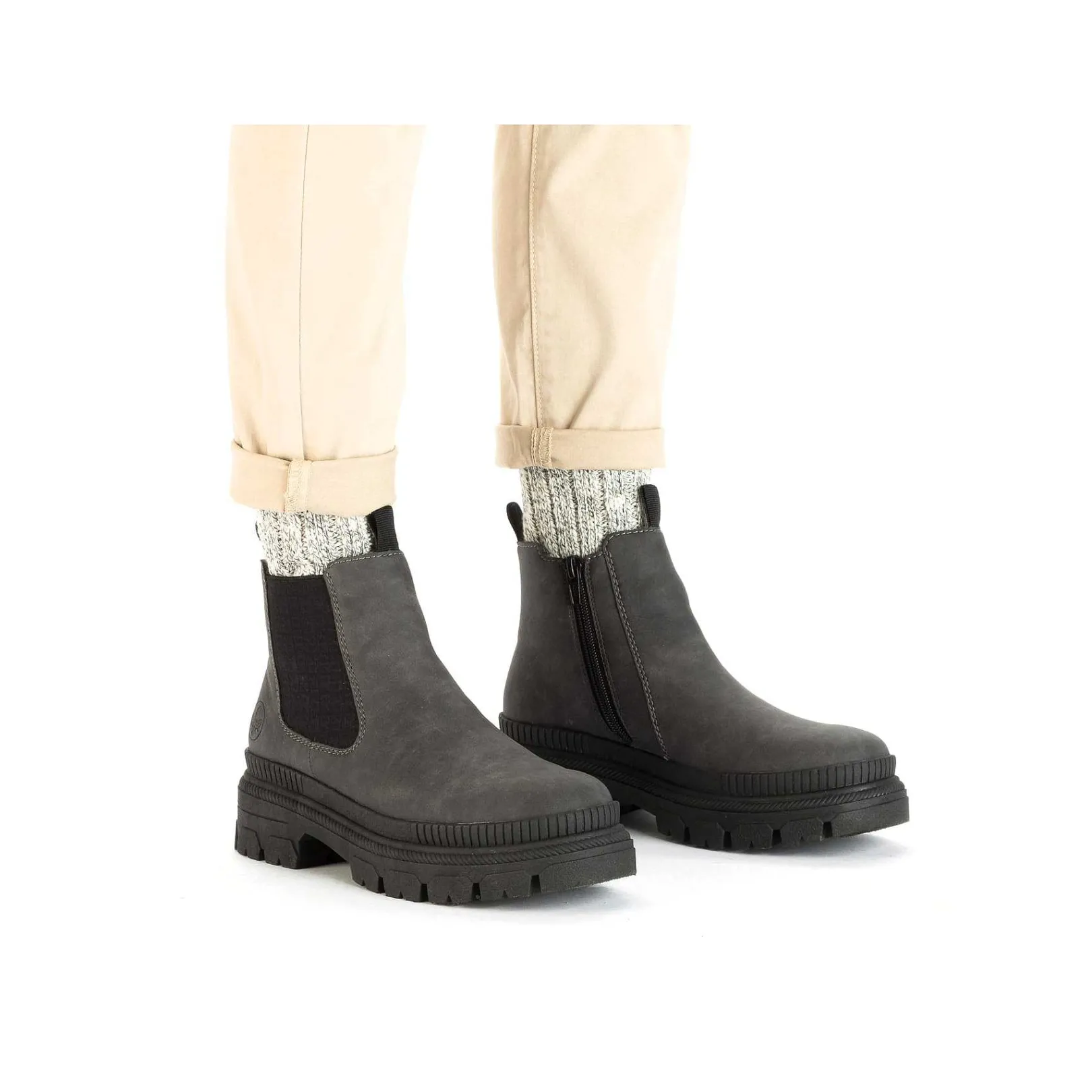 Outlet Women'S Chelsea Boots Granite Gray-Black Ladies Ankle Boots & Boots
