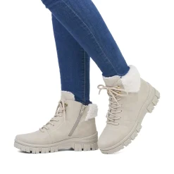 Women'S Corded Boots Light Beige Ladies Ankle Boots & Boots